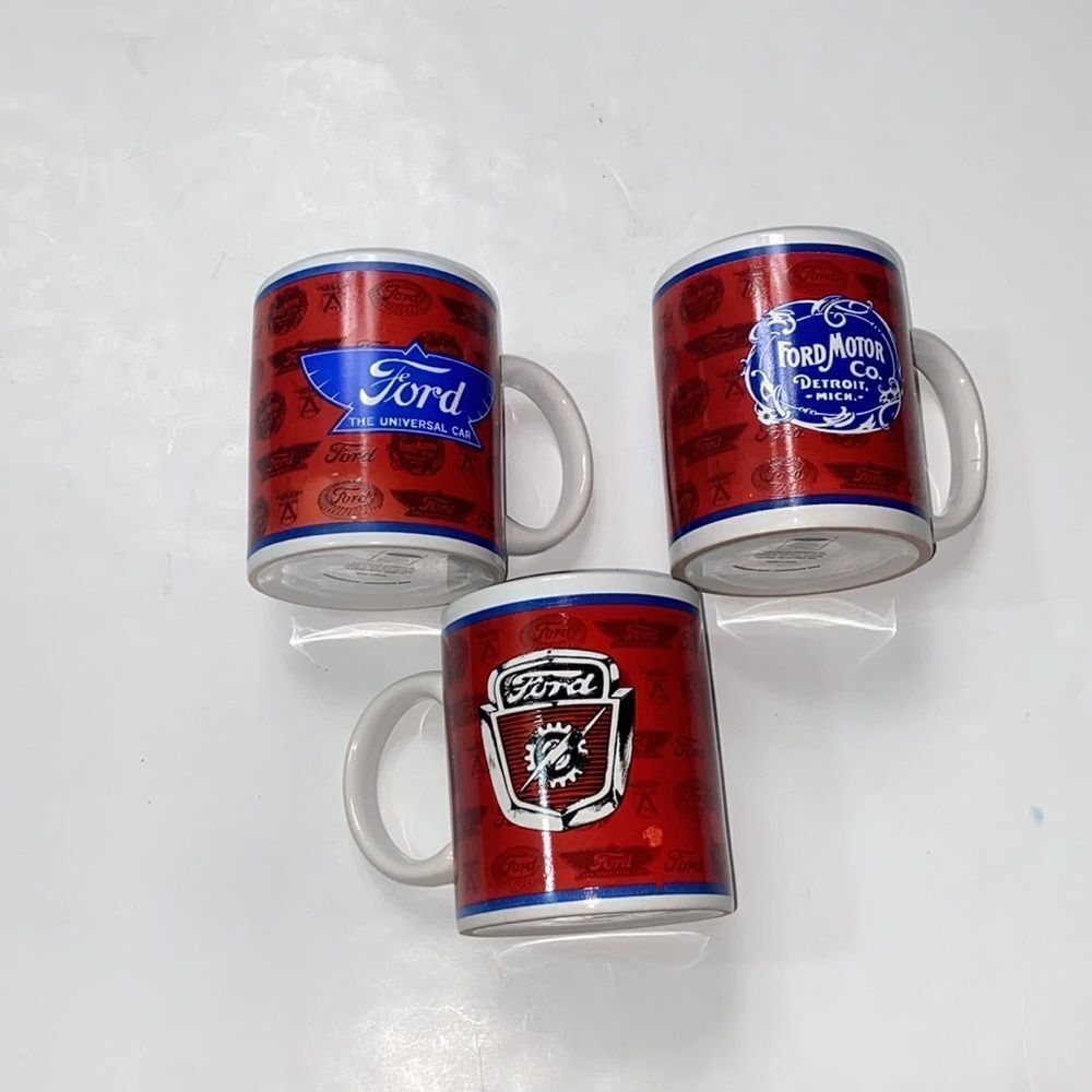Set Of 3 Pc, Ford Vintage Coffee Mugs Official Licensed Produced